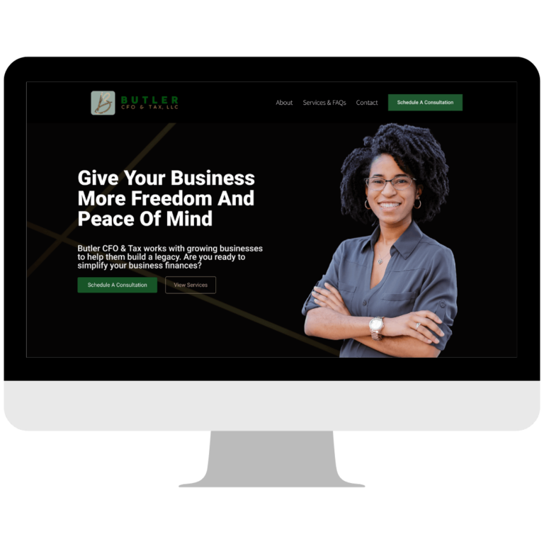 Desktop mockup of Butler CFO & Tax website
